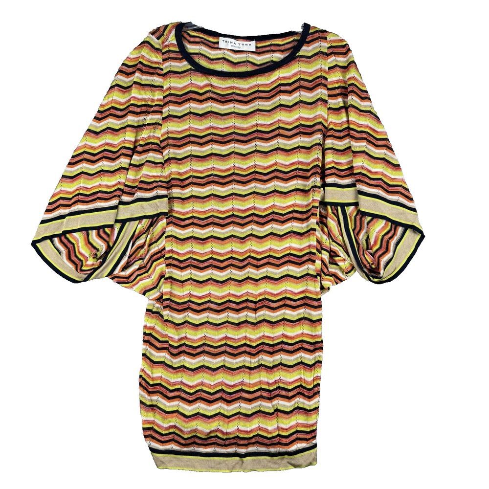 Trina Turk Multicolor Chevron Swim Coverup - Yellow, Pink, Black